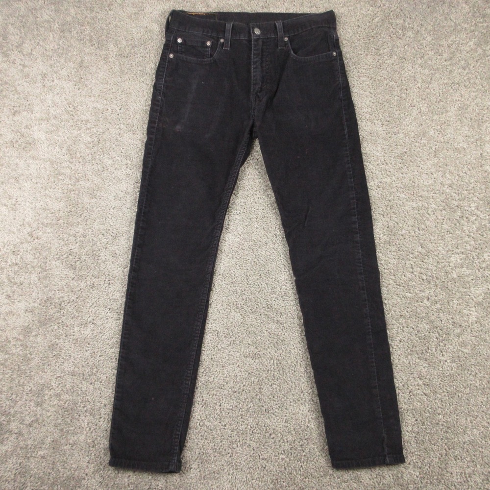 Levis Jeans Mens 29x32 Black 512 Slim Tapered Corduroy 5 Pocket Jean Faded Zip